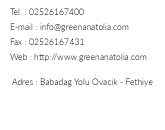 Green Anatolia Hotel iletiim bilgileri